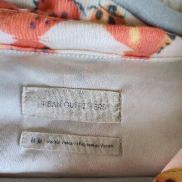 Urban Outfitters Y2K Riko Mesh Orange Butterfly Mini Dress Size M Ruched Button - Picture 6 of 14